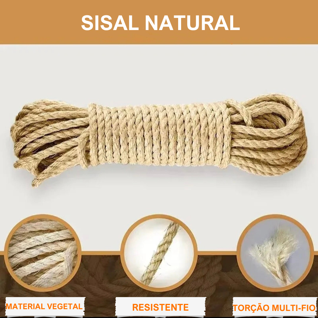 Árvore de Sisal Natural para Gatos - Protetor de Móveis
