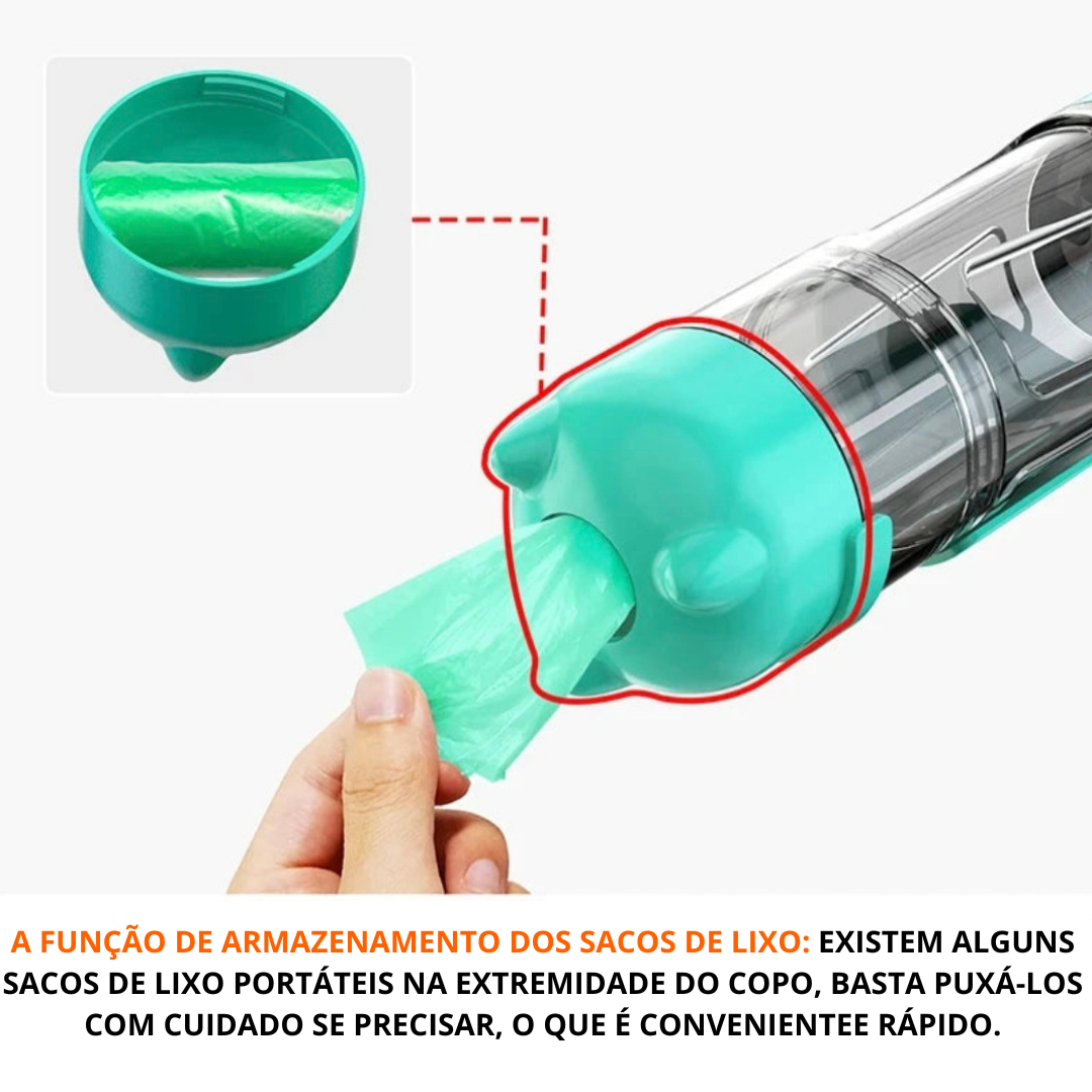 Dispensador de Água 3 em 1 para Pets - Portátil e Multifuncional