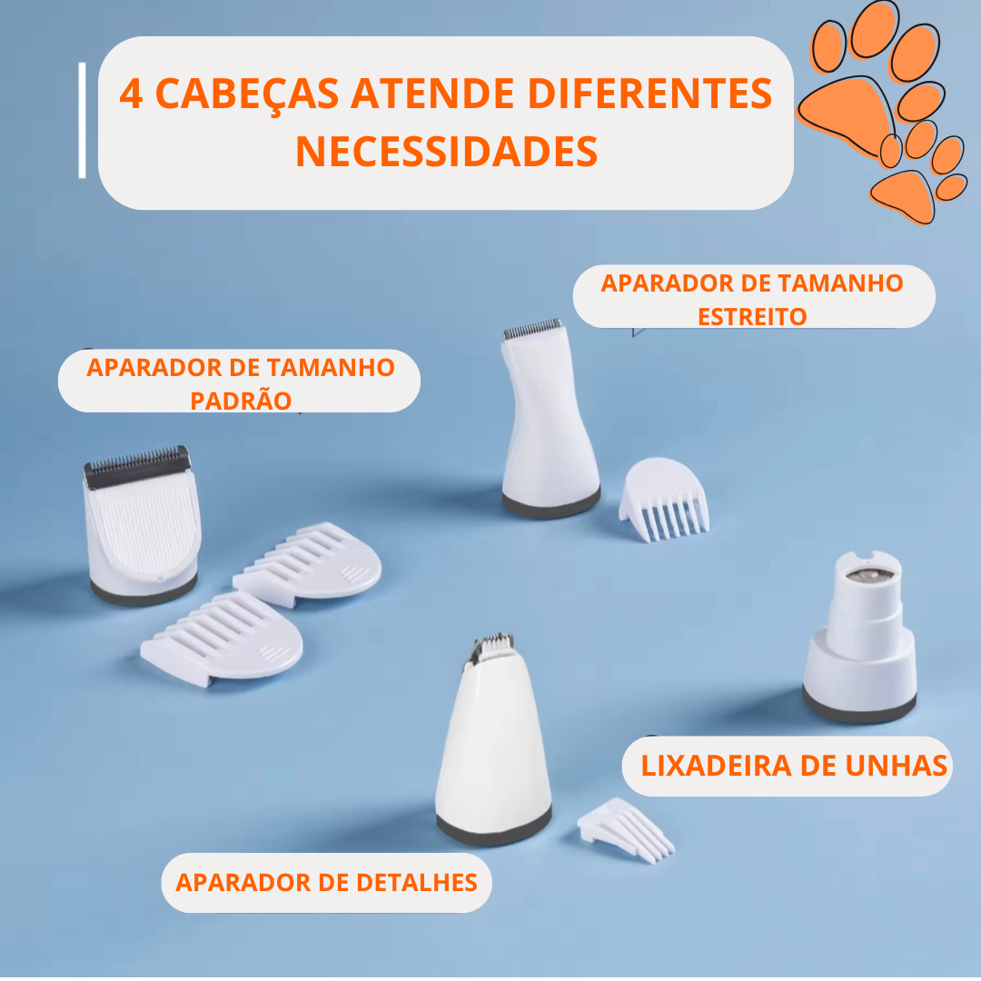 Cortador de Cabelo Elétrico 4 em 1 para Pets - O Chico Tem