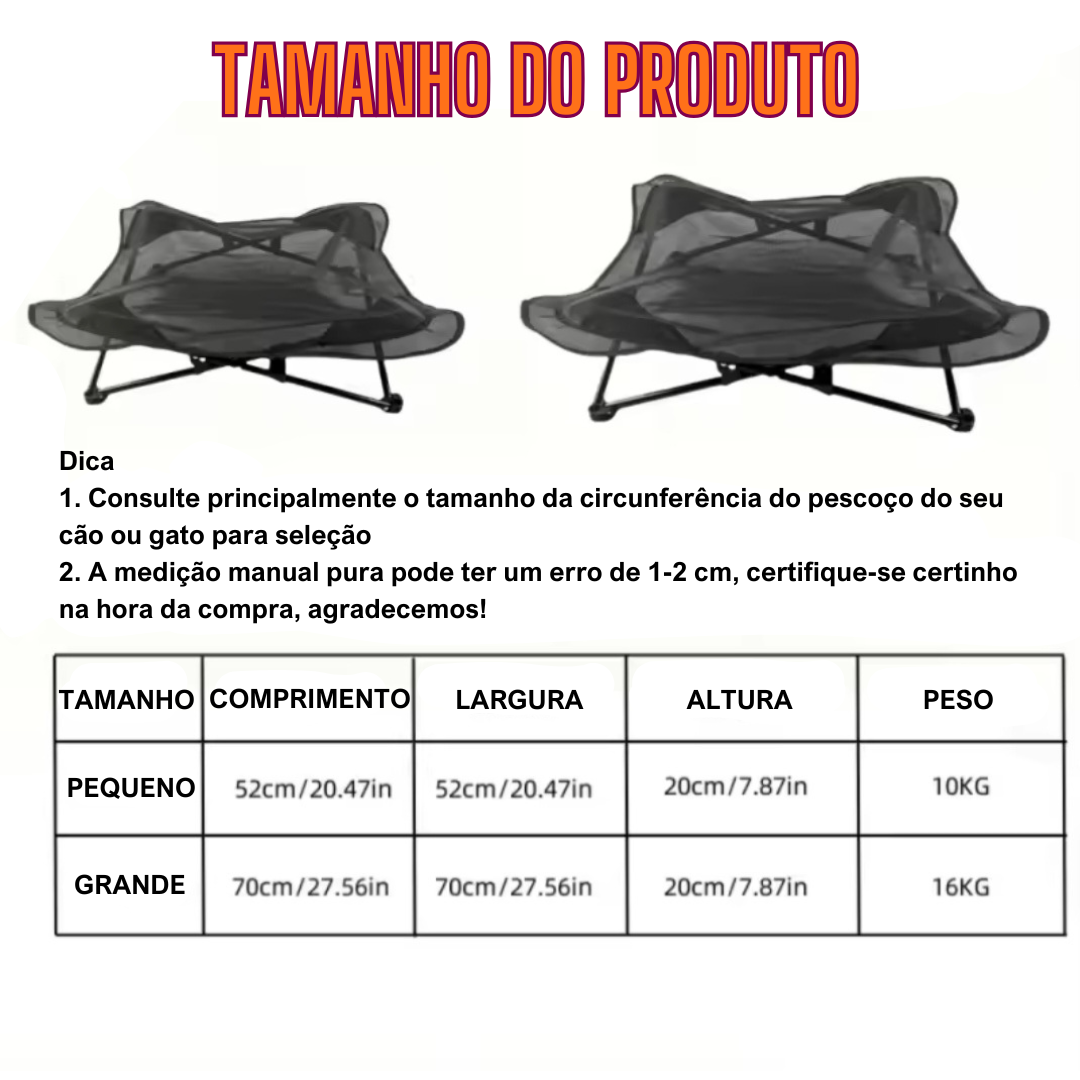 Cama Dobrável Portátil para Pets - Conforto em Todas as Estações