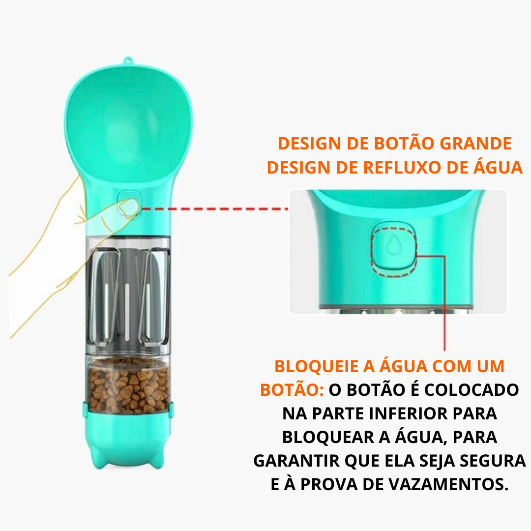 Dispensador de Água 3 em 1 para Pets - Portátil e Multifuncional